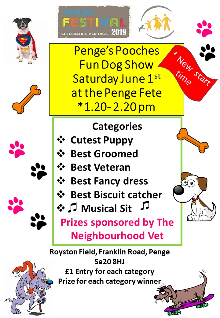 Fun Dog show flyer 1st June 2019 Penge Festival 2023